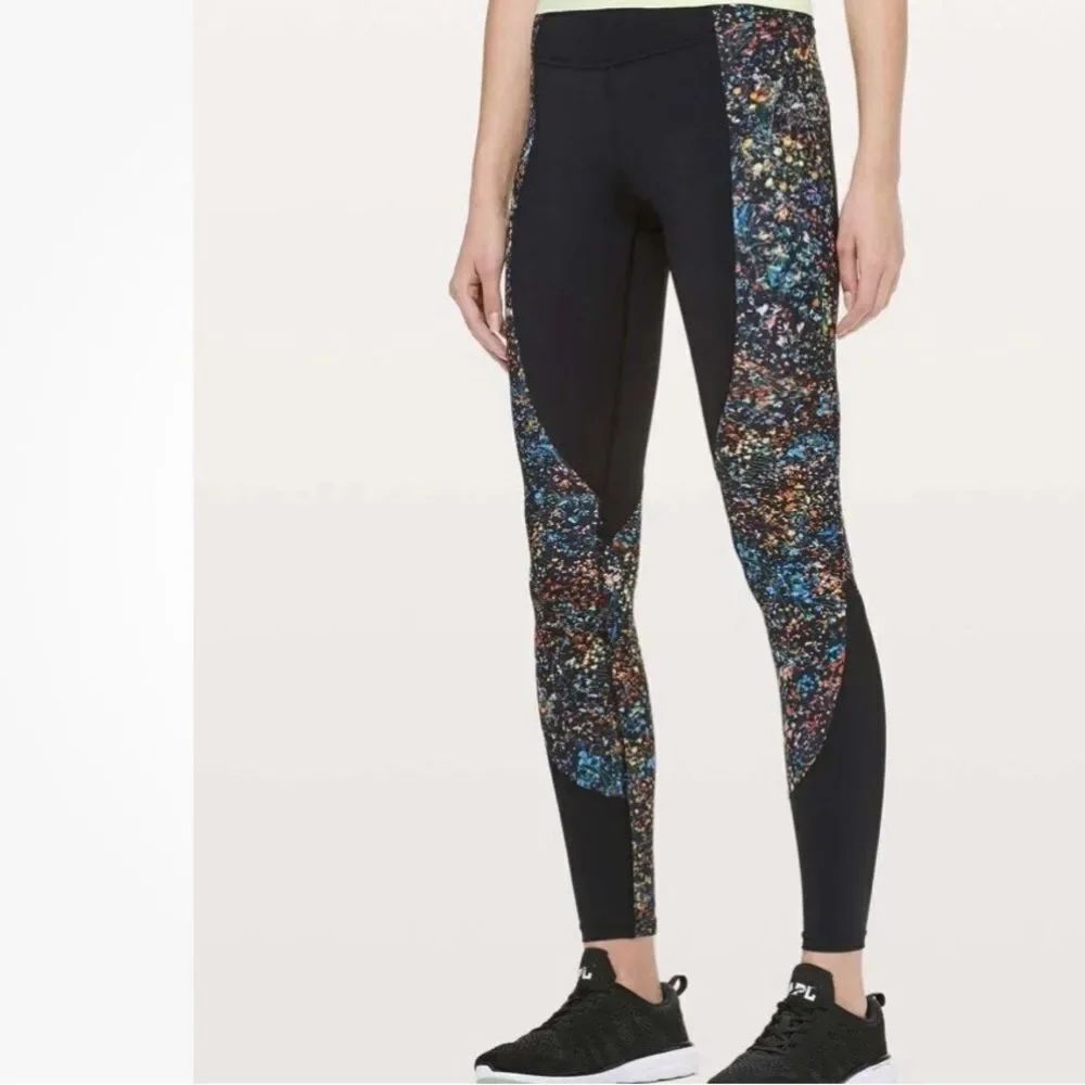 Lululemon Wake And Train Tight Black Flowerescent Multi Size 8
